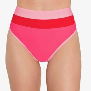 Salt + Cove Colorblocked High Waist Bikini Bottom Hot Pink M